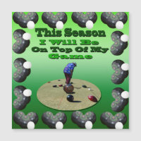 Funny Lawn Bowls, Square Framed Magnet Card