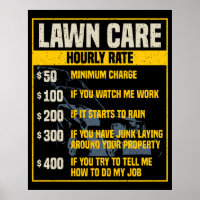 Funny Lawn Care Rates Garden Maintenance Gag