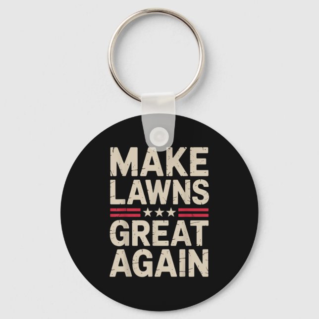 Funny Lawn Mower Art For Men Women Lawn Mowing Lan Keychain (Front)