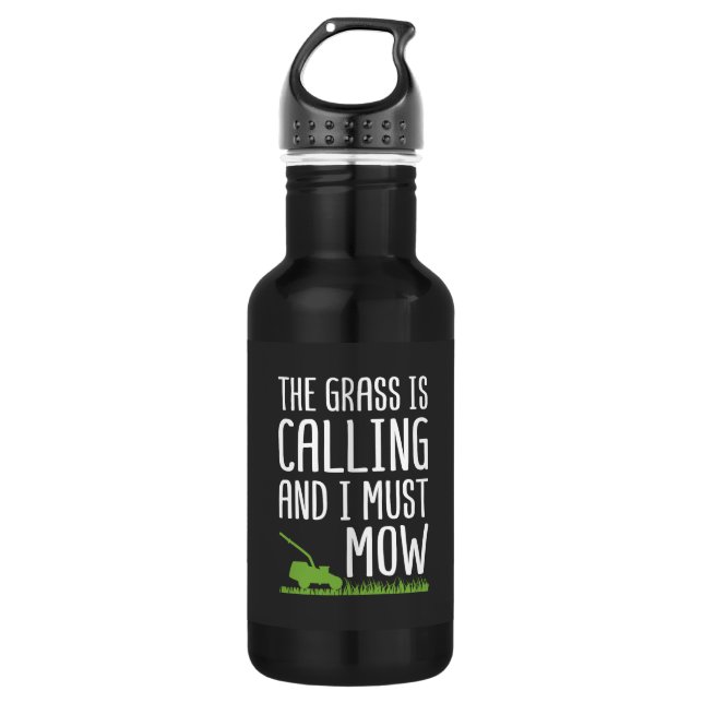 Funny Lawn Mowing - The Grass Is Calling   532 Ml Water Bottle (Front)