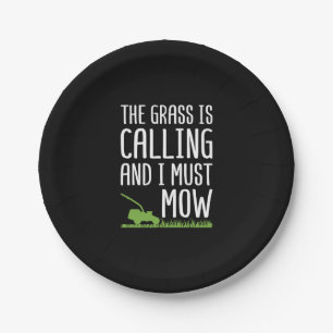 Funny Lawn Mowing - The Grass Is Calling  Paper Plate