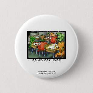 Funny Lawyer Cartoon Button "Salad Bar Exam"