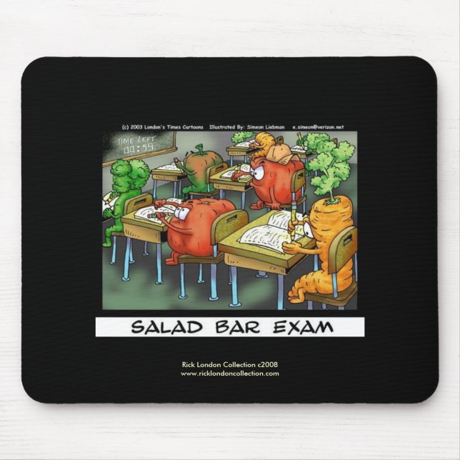 Funny Lawyer Cartoon Mouse Pad  "Salad Bar Exam (Front)