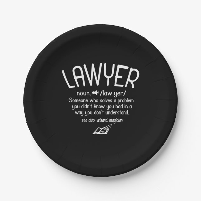 Funny Lawyer Definition Paper Plate (Front)