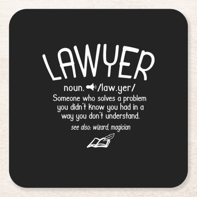 Funny Lawyer Definition Square Paper Coaster (Front)