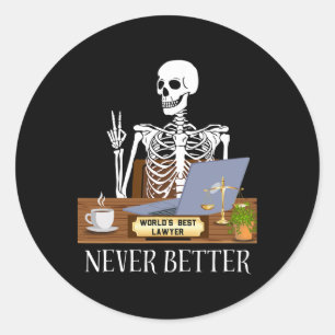 Funny Lawyer Halloween Classic Round Sticker