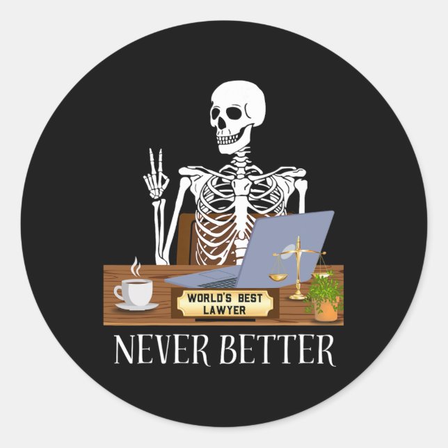 Funny Lawyer Halloween  Classic Round Sticker (Front)