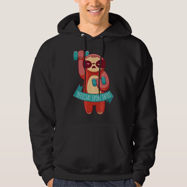 Funny Layz Sloth Weightlifting Workout Sports Hoodie (Front)