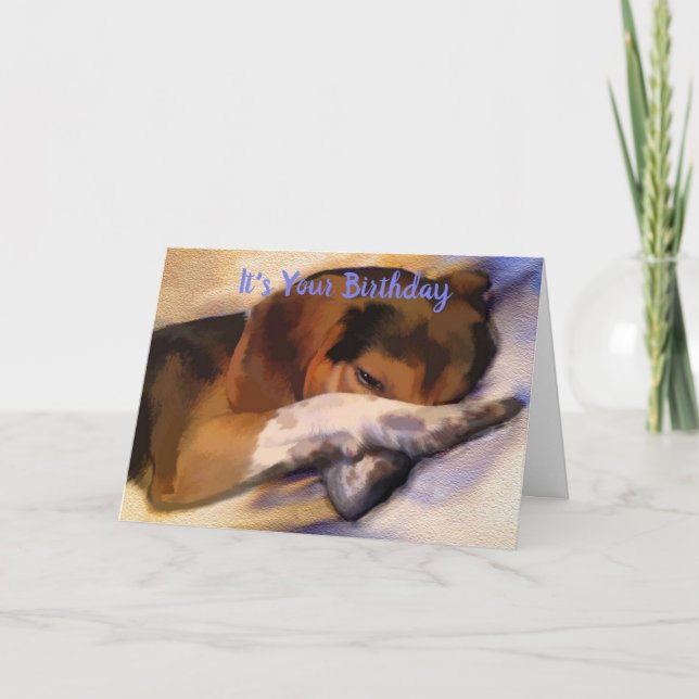 Funny Lazy Beagle Birthday Card (Front)