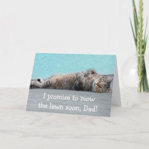 Funny Lazy Cat Father's Day Holiday Card