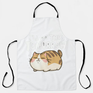 Funny Lazy Cat -'I'll Do This Tomorrow' Apron