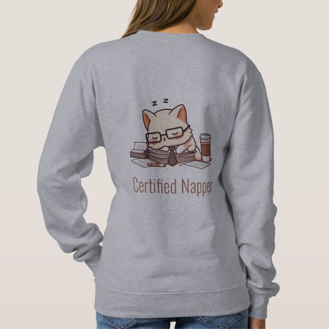 Funny Lazy Office Cat Sweatshirt (Back)