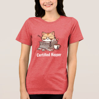 Funny Lazy Office Cat Tri-Blend Shirt