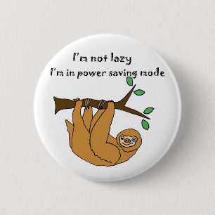Funny Lazy Sloth Cartoon 2 Inch Round Button