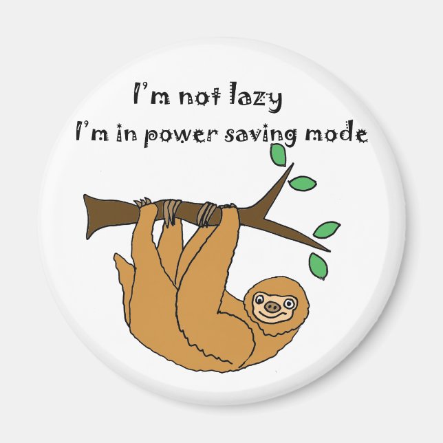 Funny Lazy Sloth Cartoon Magnet (Front)