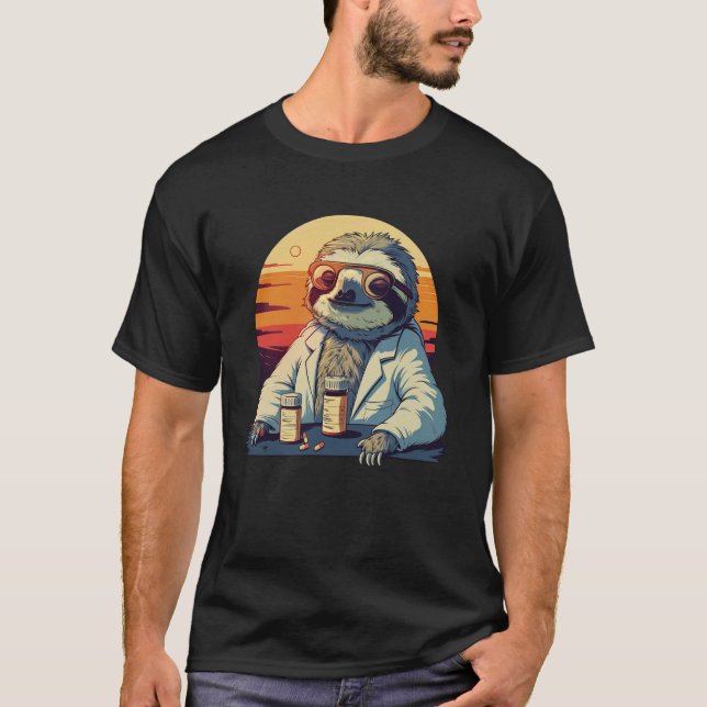 Funny Lazy Sloth Pharmacist T-Shirt (Front)