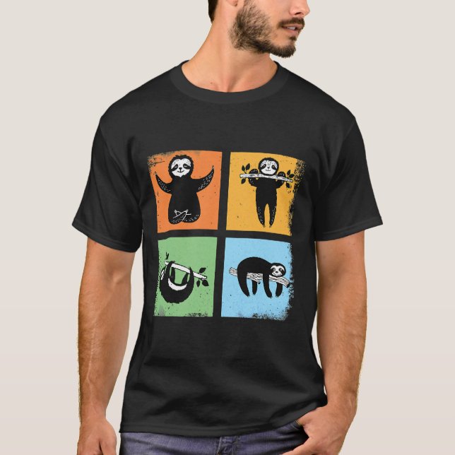 Funny Lazy Sloth Retro Vintage Style T-Shirt (Front)