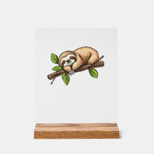 Funny Lazy Sloth T-Shirt Acrylic Sign