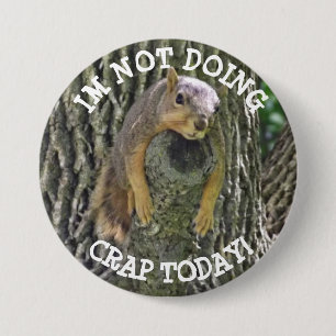 Funny Lazy Squirrel Napping in Tree Button