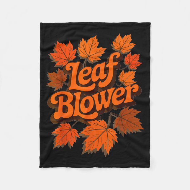 Funny Leaf Blower Fall Autumn Costume Matching Out Fleece Blanket (Front)