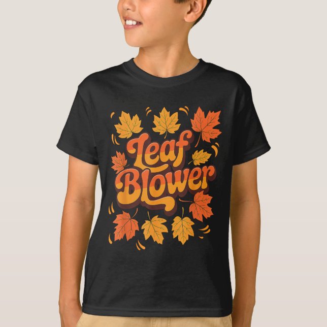 Funny Leaf Blower Fall Costume Couple Halloween Ma T-Shirt (Front)
