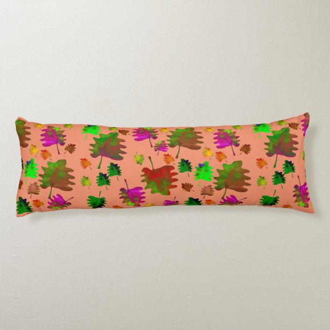 Funny leaves watercolor body pillow (Back)
