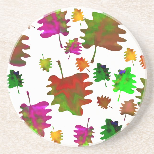 Funny leaves watercolor coaster (Front)