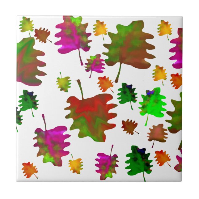Funny leaves watercolor tile (Front)