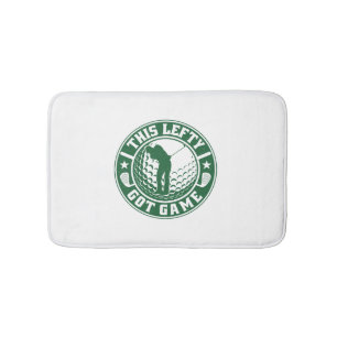 Funny Left Handed Golf Player Bath Mat