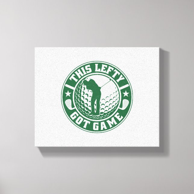 Funny Left Handed Golf Player Canvas Print (Front)