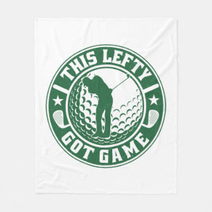 Funny Left Handed Golf Player Fleece Blanket