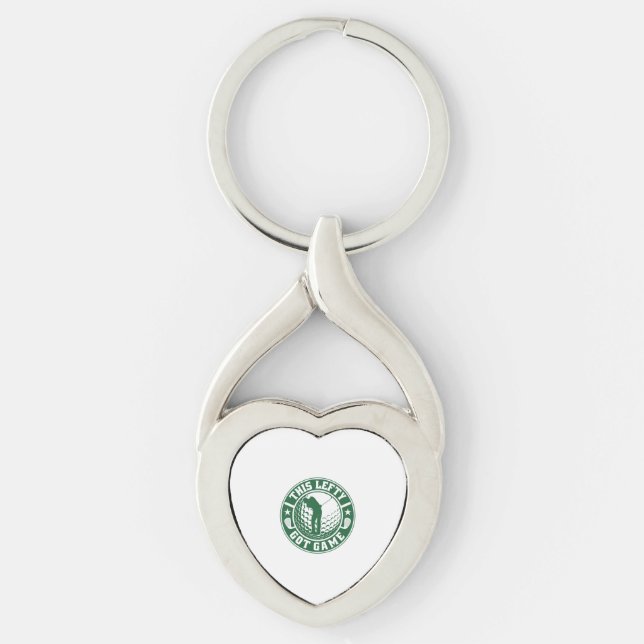 Funny Left Handed Golf Player Keychain (Front)