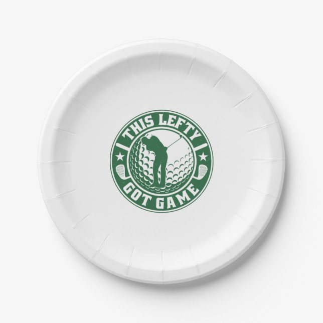 Funny Left Handed Golf Player Paper Plate (Front)