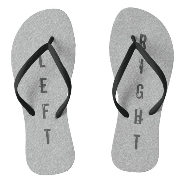 Funny LEFT RIGHT Grey on any Colour Flip Flops (Footbed)