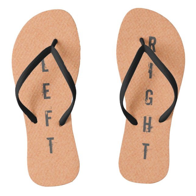 Funny LEFT RIGHT Peach Flip Flops (Footbed)
