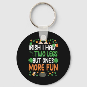 Funny Leg Amputee Survivor St. Patricks Day Costum Keychain