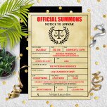 Funny Legal Subpoena Law School Graduation Party Invitation<br><div class="desc">Fun official "summons" for these legal profession party invitations. Perfect for law school graduation,  retirement,  promotion or birthdays.</div>