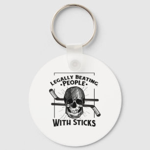 Funny Legally Beating People With Sticks Skull Rol Keychain