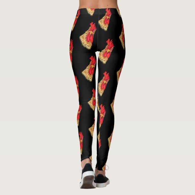 Funny Leggings Surprised Rooster - Choose Colour (Back)
