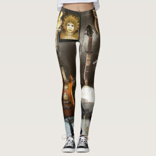 Funny Leggings with Wrapped Guitar and Fairy Image