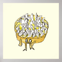 Funny Lemon Meringue Pie Quirky Cute Cartoon Art