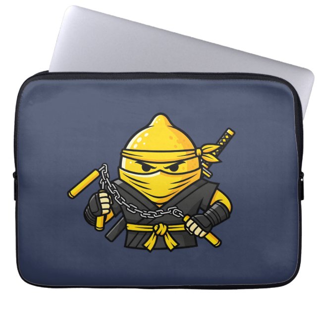Funny Lemon Shinobi Ninja Nunchucks Illustration Laptop Sleeve (Front)