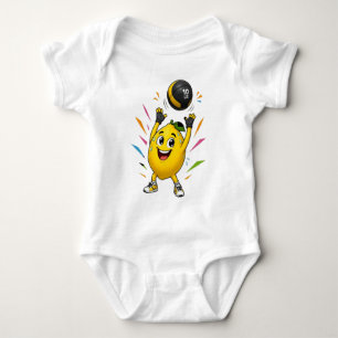 Funny Lemon Weightlifting Cartoon Gym Workout Baby Bodysuit