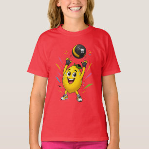 Funny Lemon Weightlifting Cartoon Gym Workout T-Shirt
