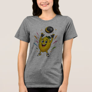 Funny Lemon Weightlifting Cartoon Gym Workout Tri-Blend Shirt