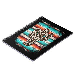 Funny Leopard Cactus Serape Cactus print Turquoise Notebook