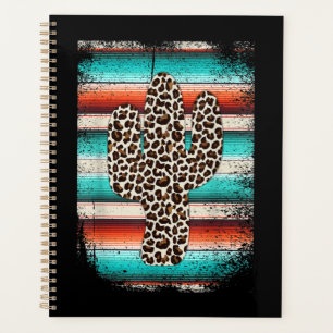 Funny Leopard Cactus Serape Cactus print Turquoise Planner