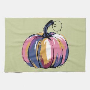Funny Leopard Pumpkin Halloween Fall Kitchen Towel