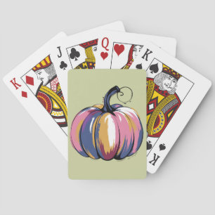 Funny Leopard Pumpkin Halloween Fall Playing Cards