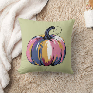 Funny Leopard Pumpkin Halloween Fall Throw Pillow